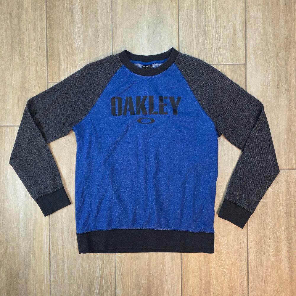Oakley Sweatshirt Mens M Blue Gray Crewneck Logo Pullover Casual Athletic